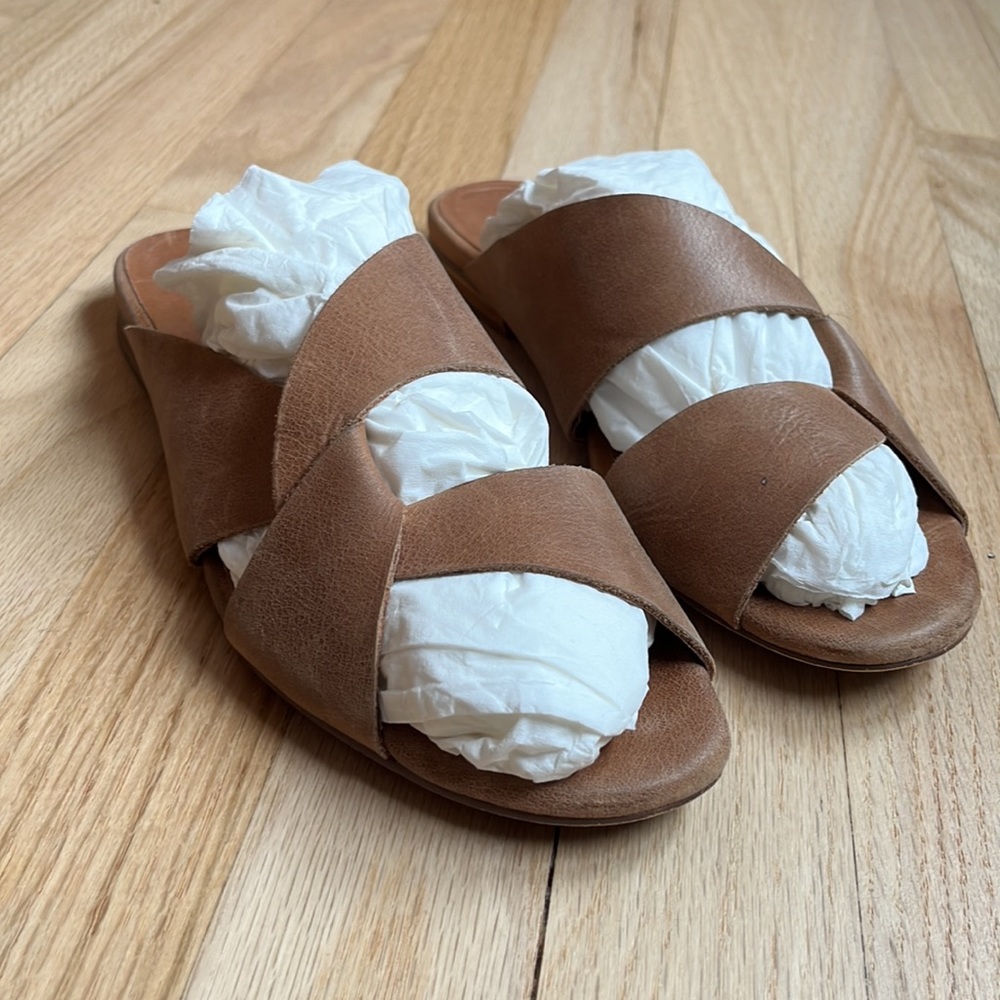 Women's 100% brown leather sandal